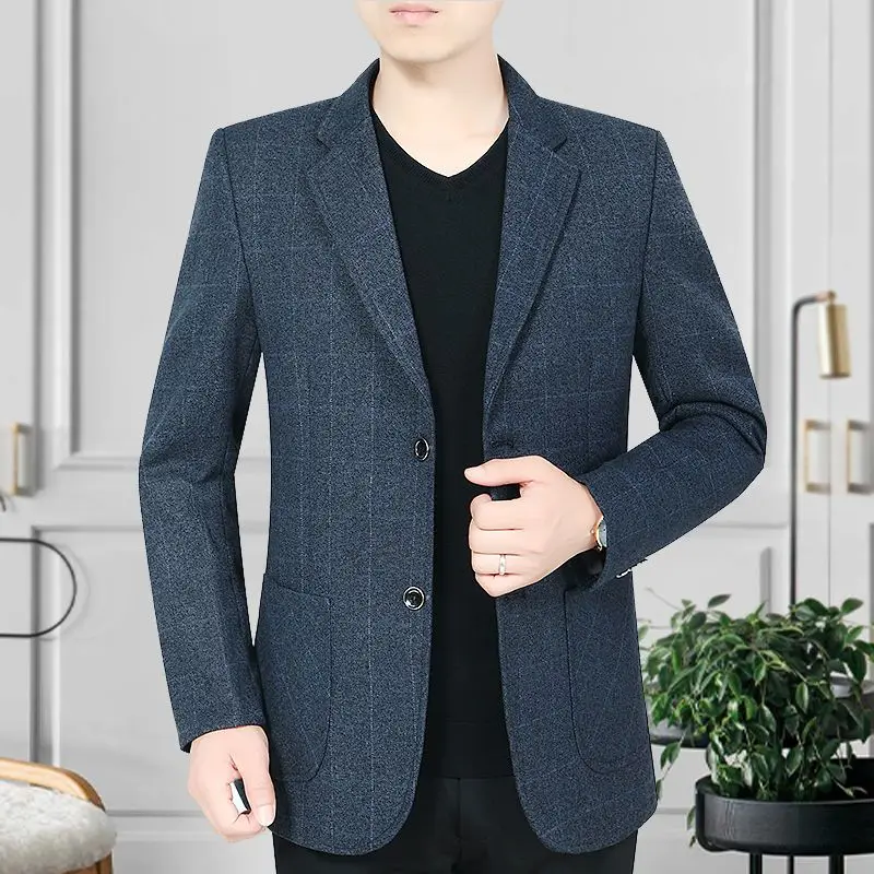 

Мужские костюмы и пиджаки Деловые винтажные новые мужские костюмы Весенняя одежда Пальто Простая модная облегающая куртка 2025 года для мужчин