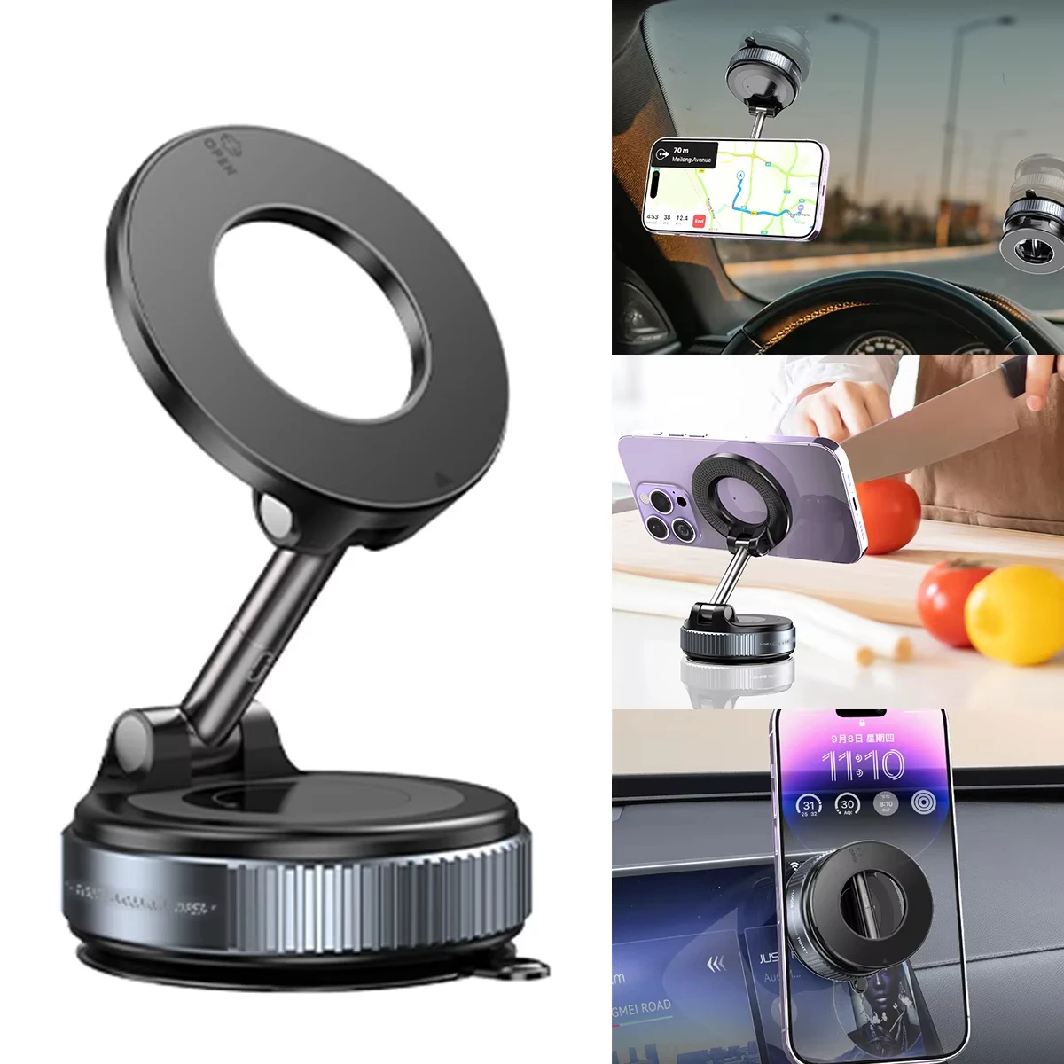 Magnetic Car Mount Strong Magnetic 360° Rotation Foldable Phone Holder For Cell Phone For iPhone 16 15 14 13 12 Live Streaming ﻿