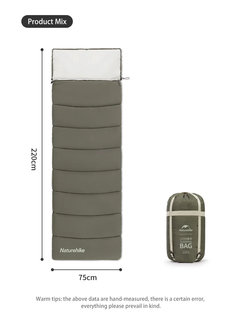 Naturehike 2026 Neuer Schlafsack mit Kapuze, Verbindbar, Doppelt Großer, Waschbarer Outdoor-Camping-Schlafsack – Detail 14
