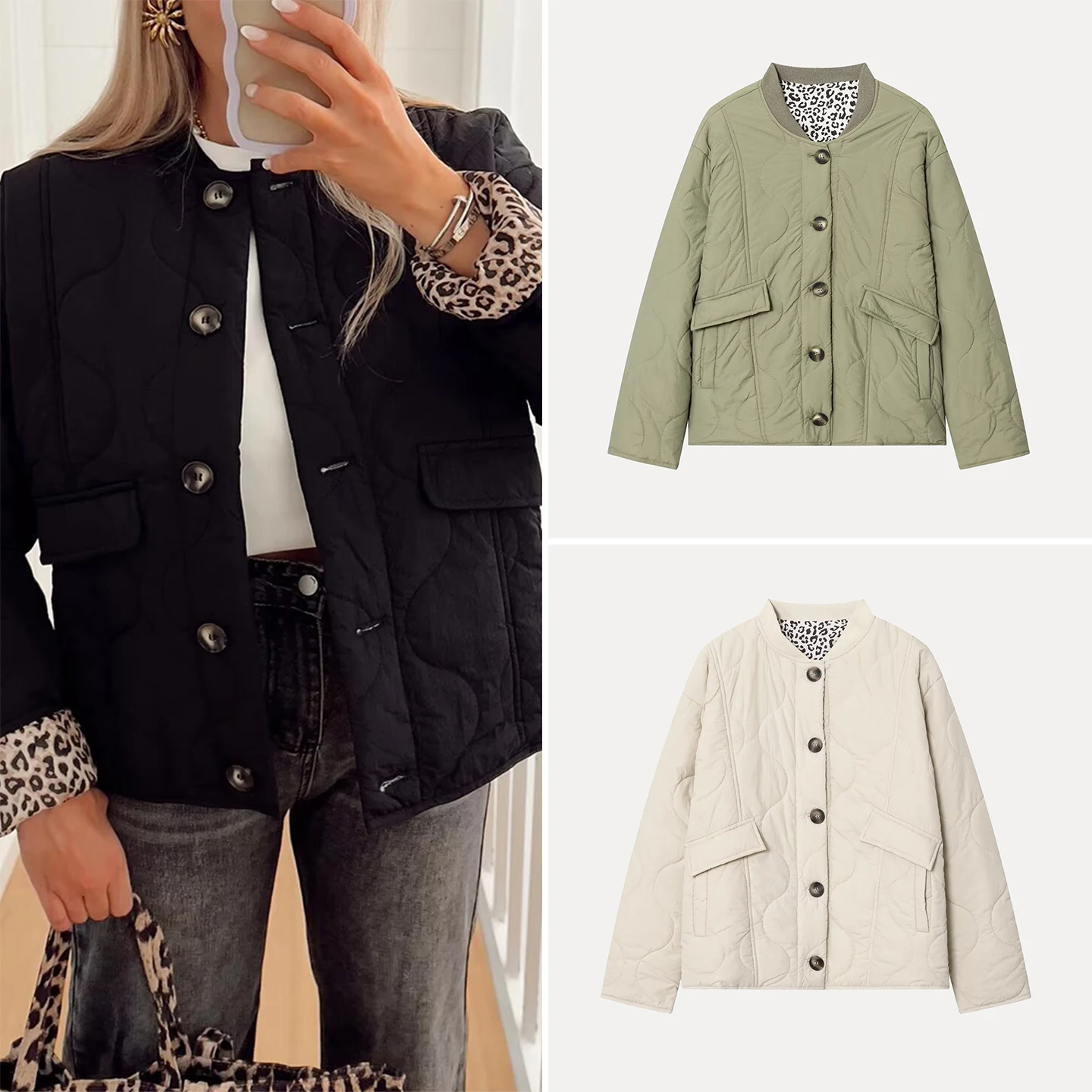Ele Faionable Cotton Jaet Outerwear Z Women's 2025 New Sle Casual Sophistied Daily Wear Non-Hooded Long Sle...