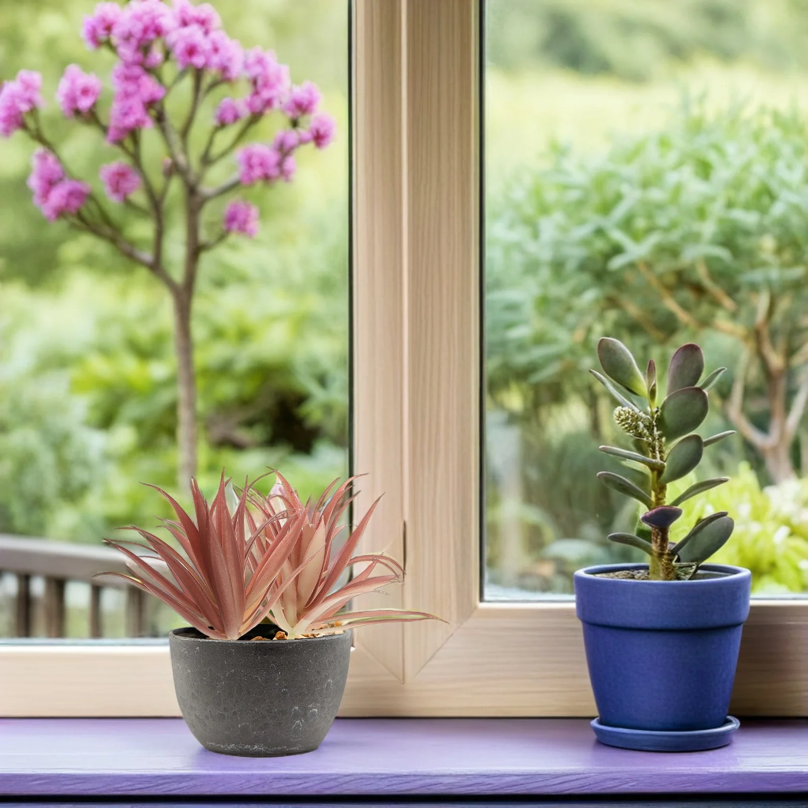 

2Pcs Artificial Succulents Unpotted Realistic Simulation Plastic Fake Plants Mini Bonsai Decoration for Office Home Desktop