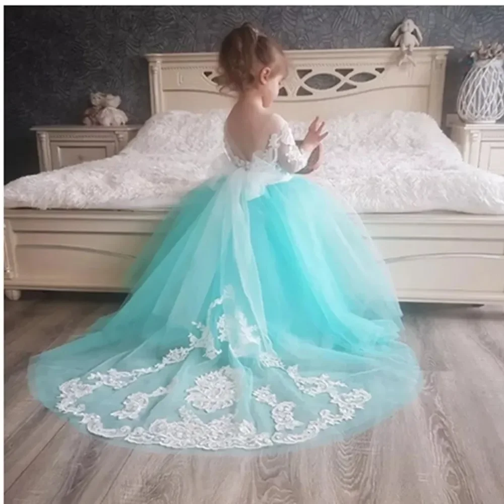 

Flower Girl Dresses Lovely Decal Princess Birthday Pageant Communion Baby Piano Performance Graduation Banquet Baptism Children