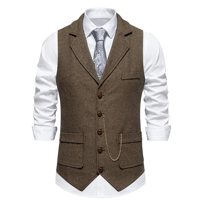 Gilet de costume pour hommes, mode col rabattu, poches, gilet de costume, Style anglais, intelligent, décontracté, Vintage, Gentleman, loisirs, fête