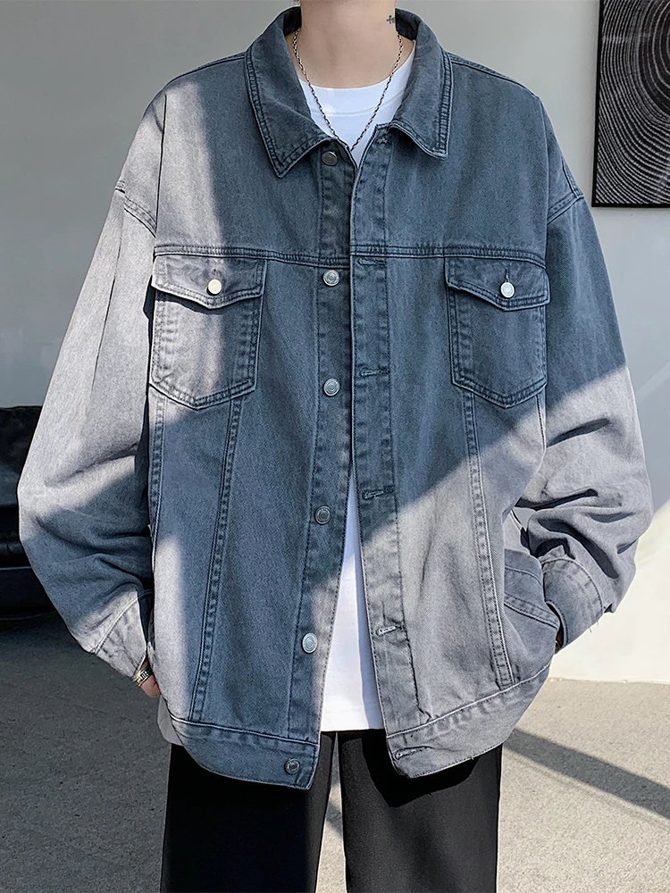 

Мужская повседневная джинсовая куртка на весну-осень, винтажная рабочая одежда с отложным воротником, универсальная, из смесового хлопка, ветрозащитная, с длинными рукавами, верхняя одежда