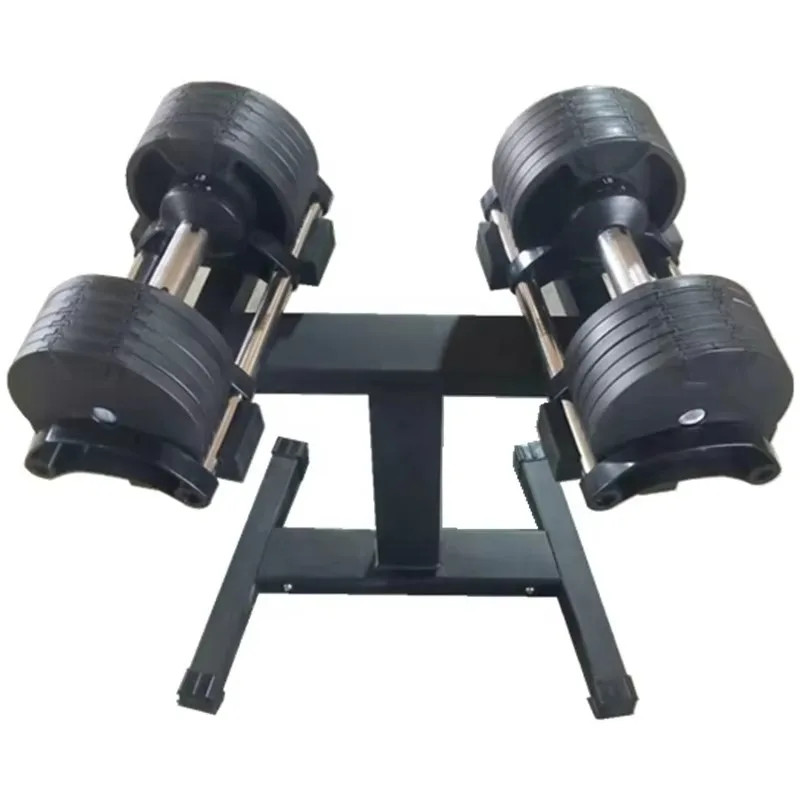 

Cast Iron Hex Head Adjustable Dumbbell - High-Capacity with Portable Rackfor Home Gym Fitness & Targeted Weight Training