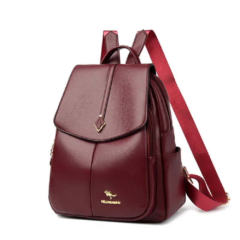 New Korean Fashion Soft Leather Large Capacity Travel Backpacks Women's Luxury Shoulder Bags Totes Crossbody Bag Schoolbag