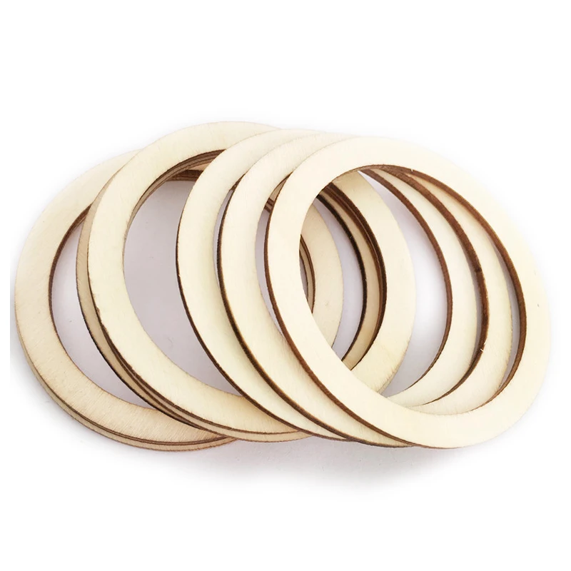 5pcs 12.5cm Wooden Rings, Natural Unfinished Flat Wood Rings Circle for Craft DIY, Jewelry Making, Home Decor