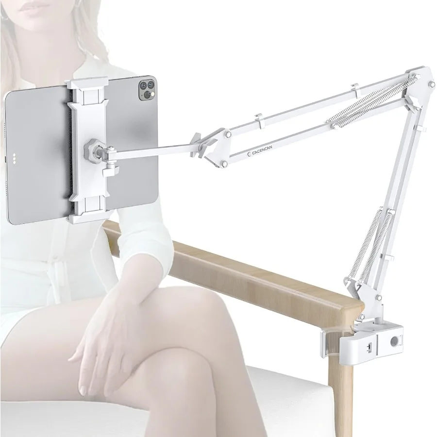 

Tablet Stand Tablet Mount Adjustable with Clamp for Round tube Universal Flexible Tablet Holder with 360 Degree Rotation for iP