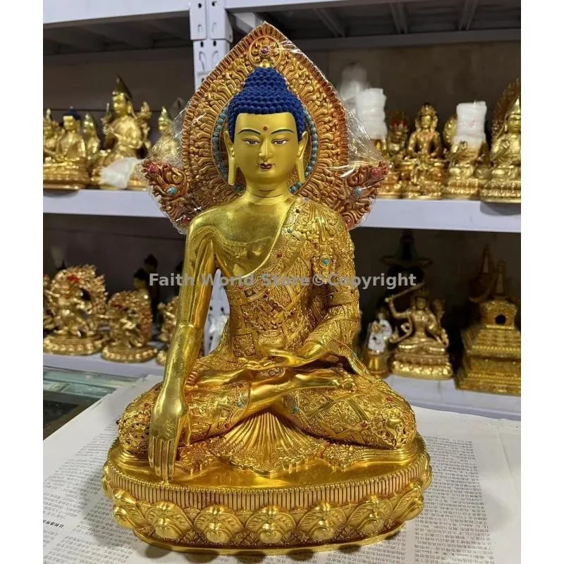 Buddhist worship Boutique handmade Buddha statue Shakyamuni Amitabha figure of the Buddha copper gilding 13 inch Buddhism