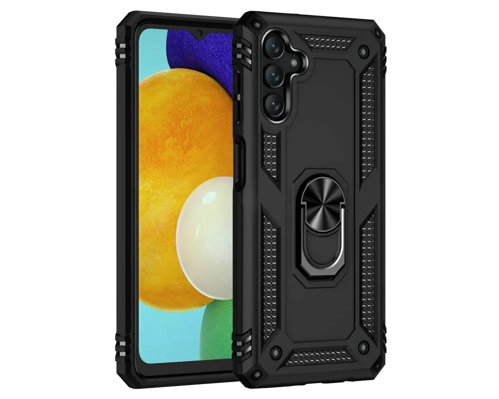 For Samsung Galaxy A04s Tough Armor black rotating ring case