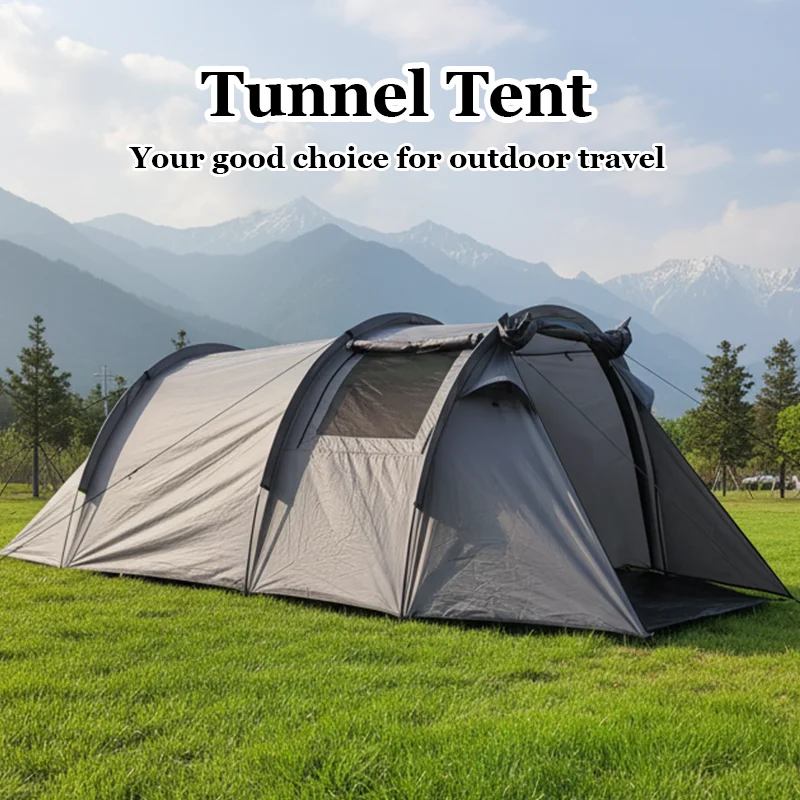 Outdoor Adventure Group - 넓은 3~4인용 휴대용 터널형 텐트, 대규모