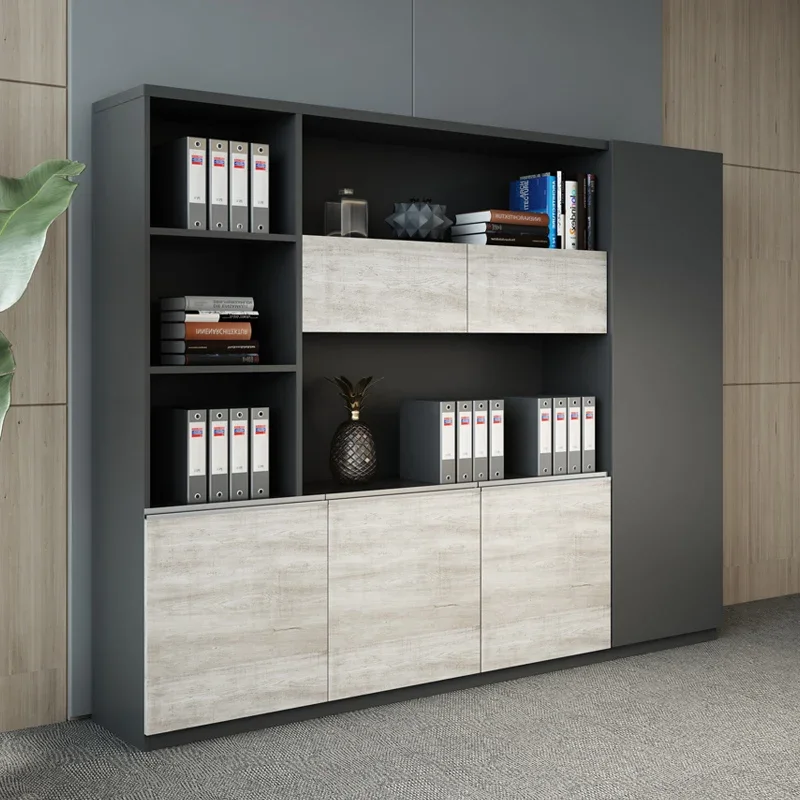 Office furniture file cabinet Wooden simple modern office file data storage cabinet with lock 6 door 5 door background cabinet