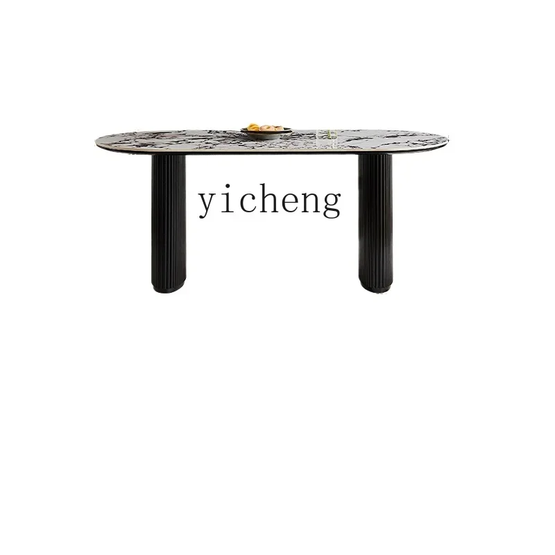 TQH French rock slab dining table Bulgari rock slab dining table and chairs retro style home dining table rectangular