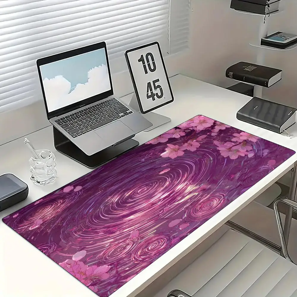 

Коврик для мыши в стиле аниме с узором сакуры, большой, резиновый, нескользящий, для офиса и геймеров, декоративный коврик для клавиатуры