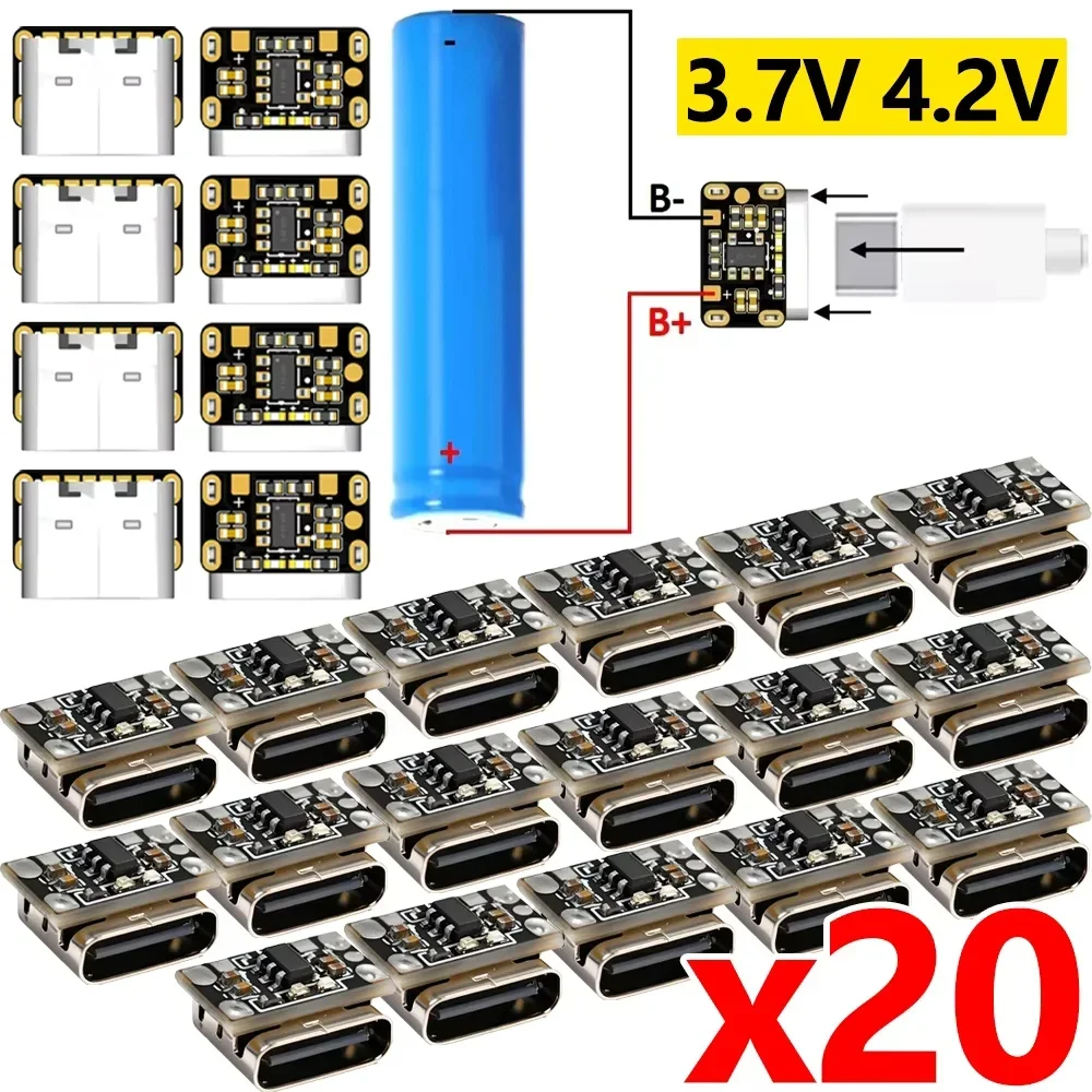 1-20PCS Mini Lithium Battery Charging Board Module 3.7V 4.2V 18650 Lithium Battery Charger Protection Board Type-C Interface