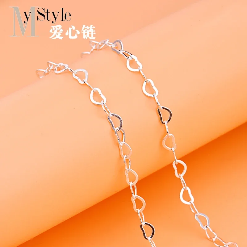 

925 sterling silver heart-shaped chain love chain loose chain handmade DIY semi-finished product bracelet necklace material