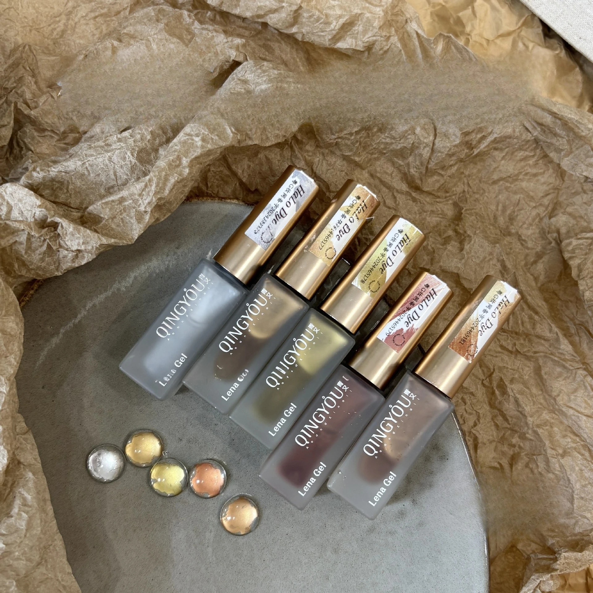 10ML Metal Halo Dyeing Liquid Quick And Universal Gradient Watercolor Gold Silver Color Dyeing Liquid 5Colors Set for Nail Art