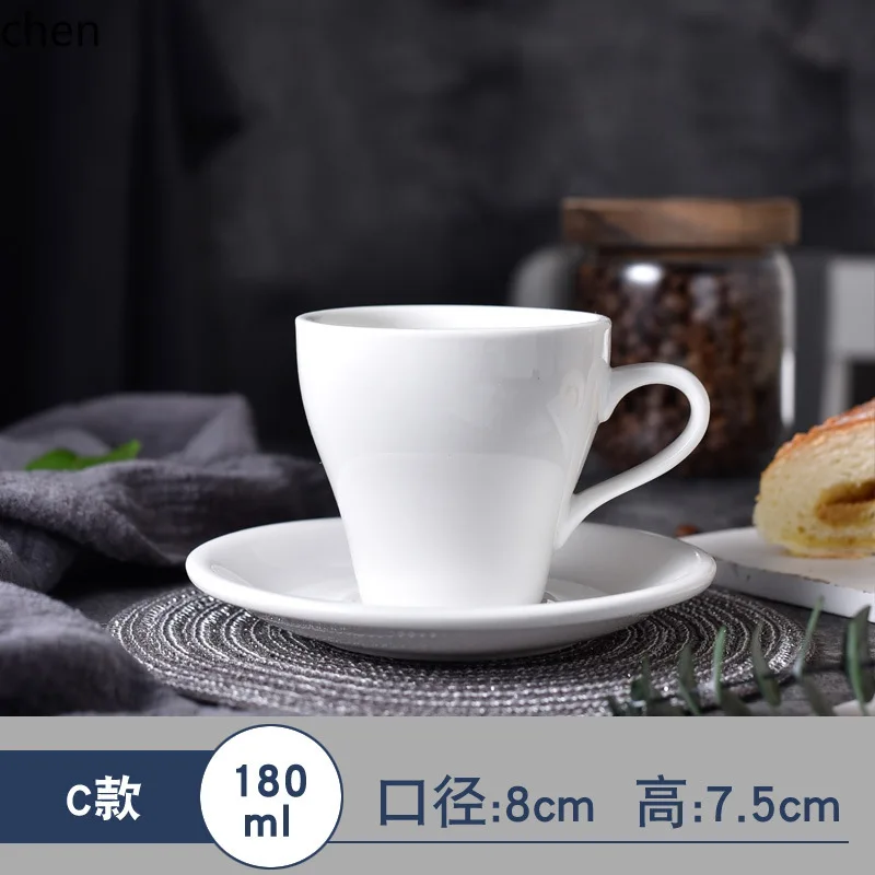 ZML Simple Ceramic Coffee Cup and Saucer Set Afternoon Tea Cup Western Restaurant Cafe Tableware Office Cup