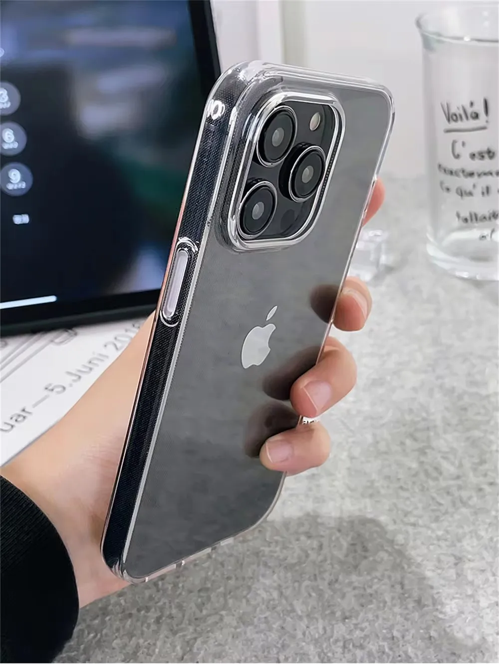 iPhone 15 14 13 12 11 Pro Max X XR 7 8 Plus SE 2022 2020 لگژری سافٹ TPU فون بمپر کے لیے شفاف سیاہ سلیکون سافٹ کیس