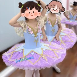 Tutú de Ballet profesional para niños y adultos, vestido de bailarina de flores, ropa de fiesta, disfraz de baile del lago de los cisnes para mujeres