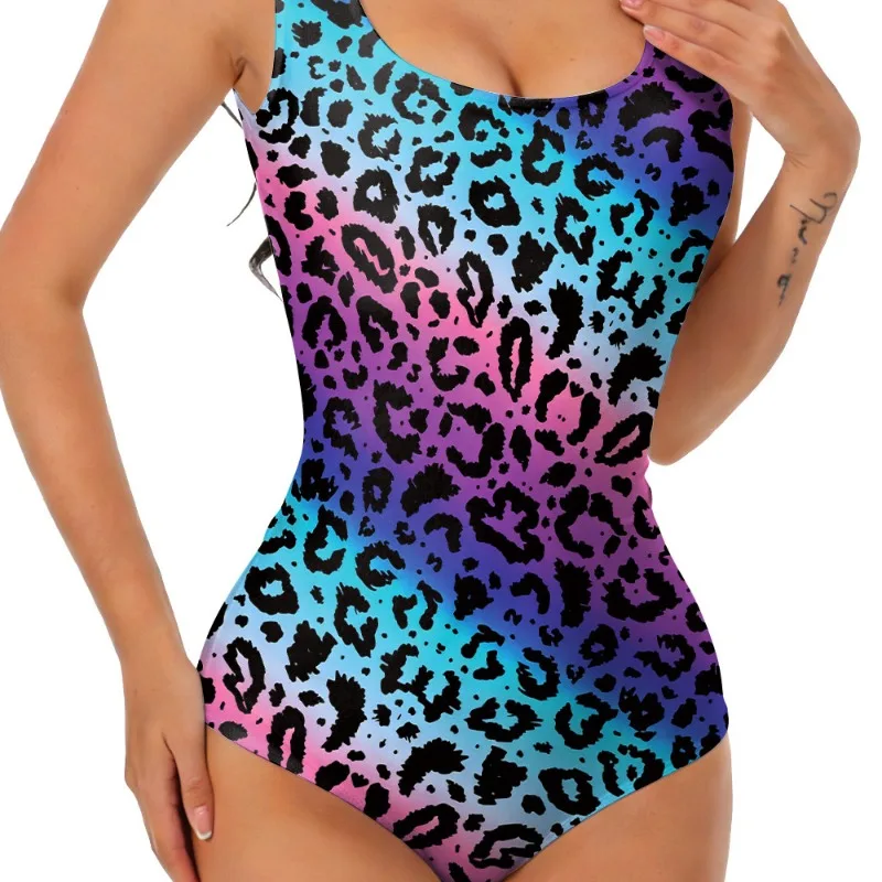 Adult Women 3D Printing Bikini Tie Dye One-Piece Swimsuit Gradient Colors Sexy Backless Bathing Suit New Beachwear Jumpsuit