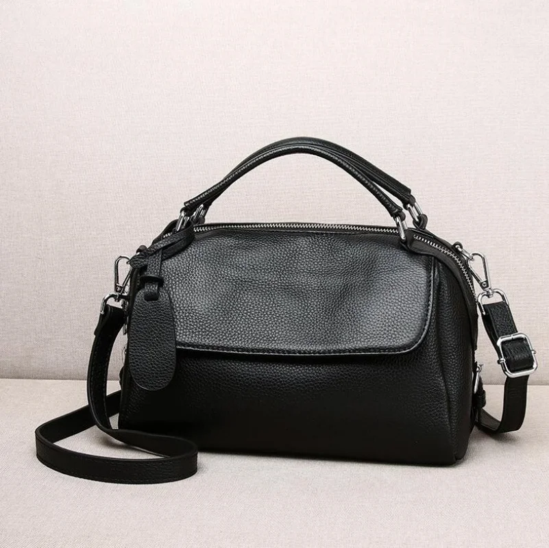 Genuine Top Grain Leather Tote Bag for Women - Crossbody Shoulder Purse, Soft Casual Fashion Handbag with Convertible Straps