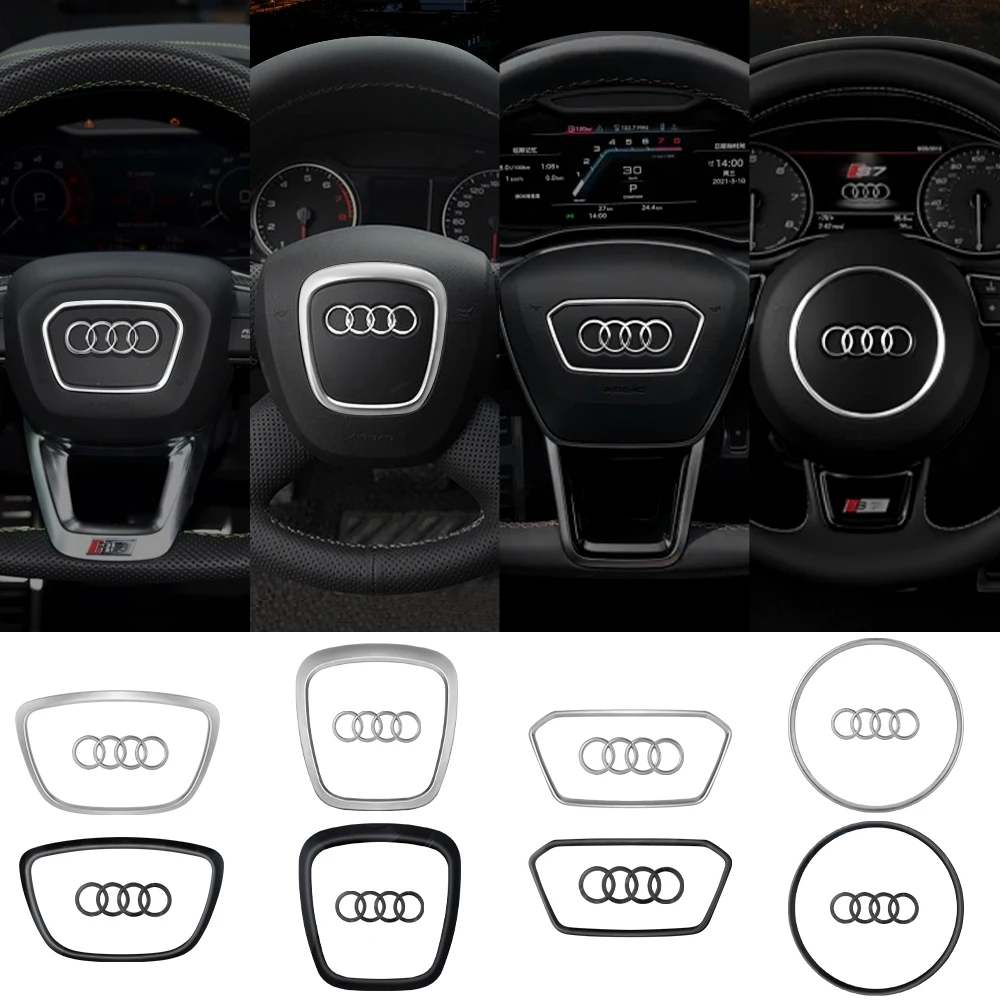 Car Styling Steering Wheel Center Logo Covers Trim For AUDI A6L Q7 Q3 Q5 A7 A5 A3 A4L A8L A8 Q5L Q8 A7L Q6 E-TRON SQ5 Accessorie