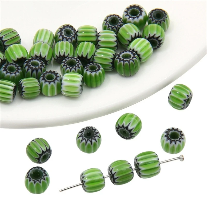 Set of 10 Resin Flowers Pumpkin Beads Handmade Beads Striped Bucket Beads N2UE