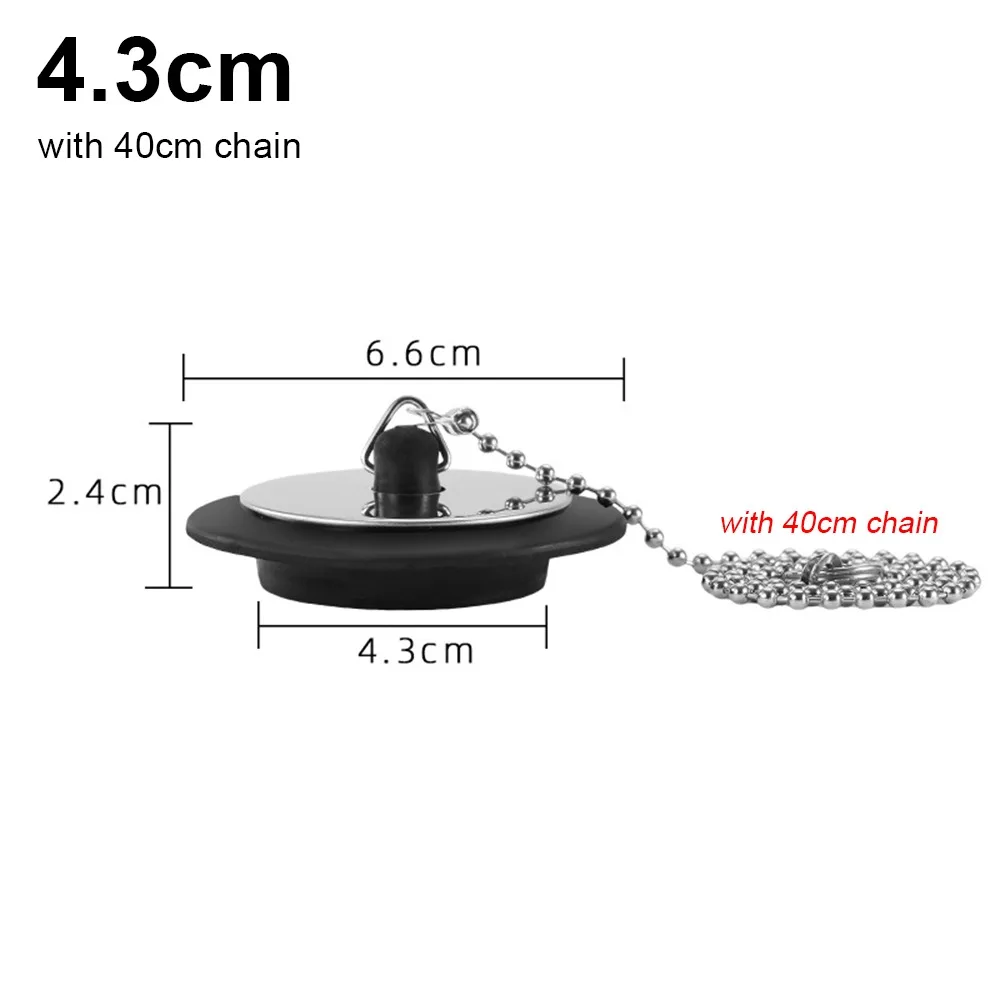 

1Pcs New Rubber Tub Stopper Universal Silicone Bath Tub Drain With Chain 4/4.3/5cm Bathtub Plug Bathtub Accessories