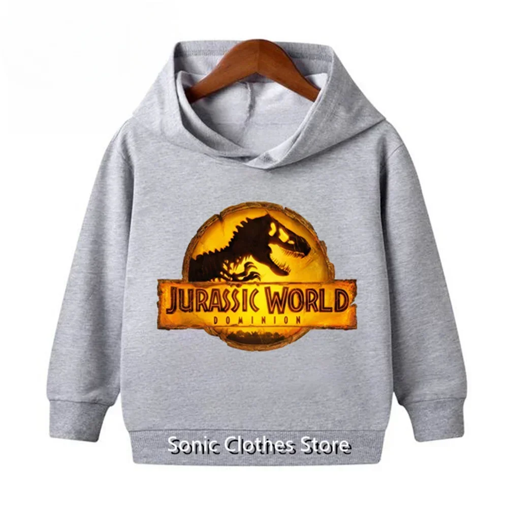 Autumn Boys Girls Jurassic World Dominion Sweatshirts Dinosaur Print Kids Jurassic Park 3 Clothes Long Sleeve Sports Hoodies