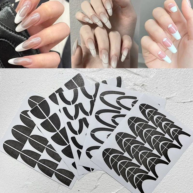 

Nail Stickers French Nail Art Tips Guides Black Stripe Lines Adhesive Decals French Tips Stencil Strip DIY Manicure Tools