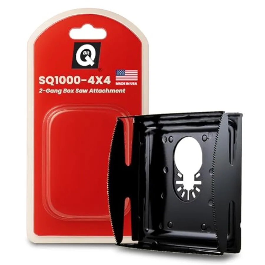 

Qbit SQ1000-4X4 Oscillating Multi-Tool Blade for 4x4 Electrical Box Cutouts Stainless Steel Blade for 4 Square Boxes Safe Drywa