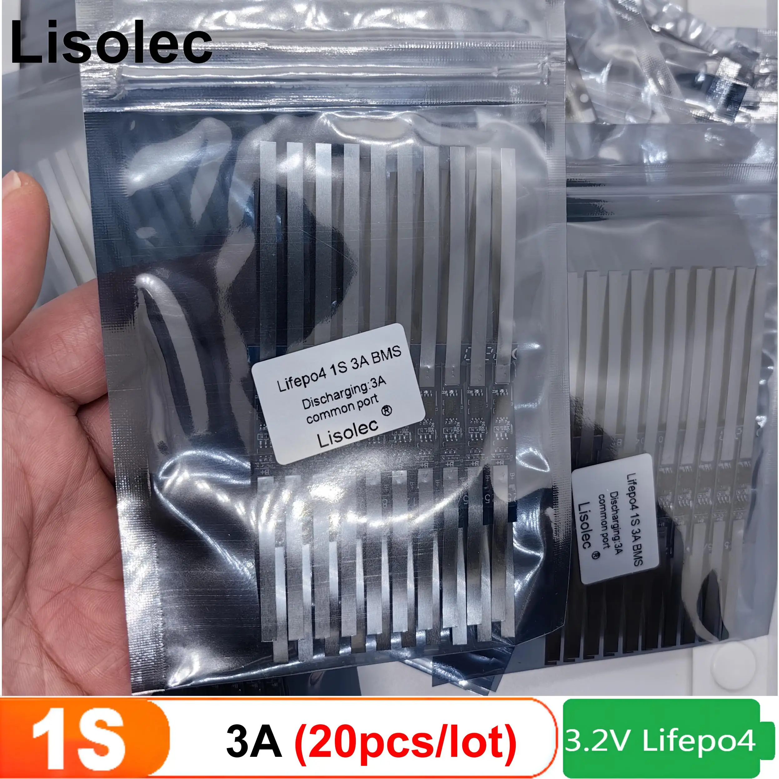 Lifepo4 1S BMS 3.2V 18650 32650 32700 26650 بطارية ليثيوم 3A تهمة التفريغ حماية لوحة دوائر كهربائية وحدة شحن 20 قطعة/الوحدة