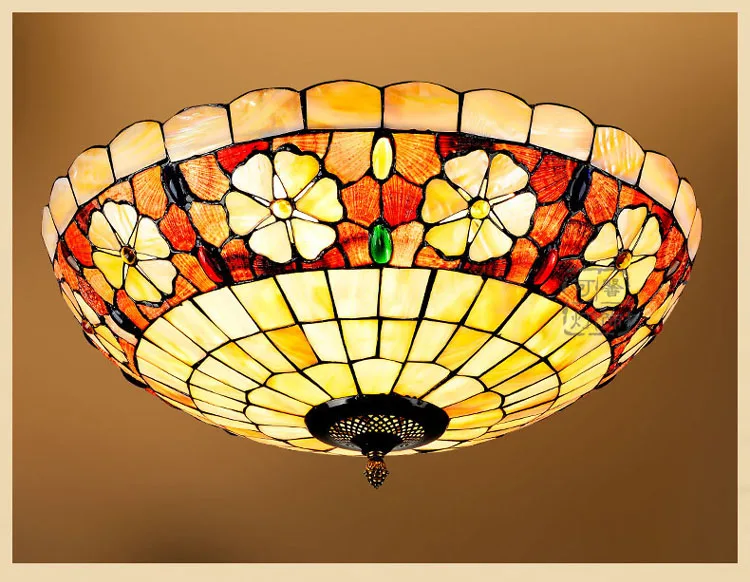 Mediterranean Baroque Shell E27 110-240V LED Tiffany Retro Ceiling Lights Luminaria Teto Ceiling Lamps For Home Decoration