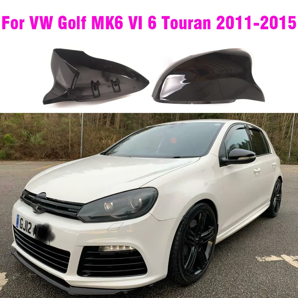 Bright Black Car Mirror Cover For VW Golf MK6 VI 6 Touran 2011-2015 Rearview Mirror Cover Protection Cap Car Styling