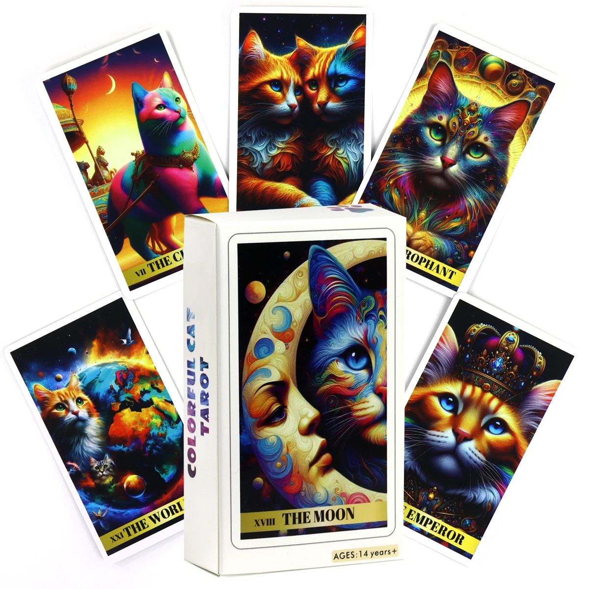 Colorful Cat Tarot Deck Cards For Family Party High Quality Fortune Telling Divination Tarot Cards Deck Game