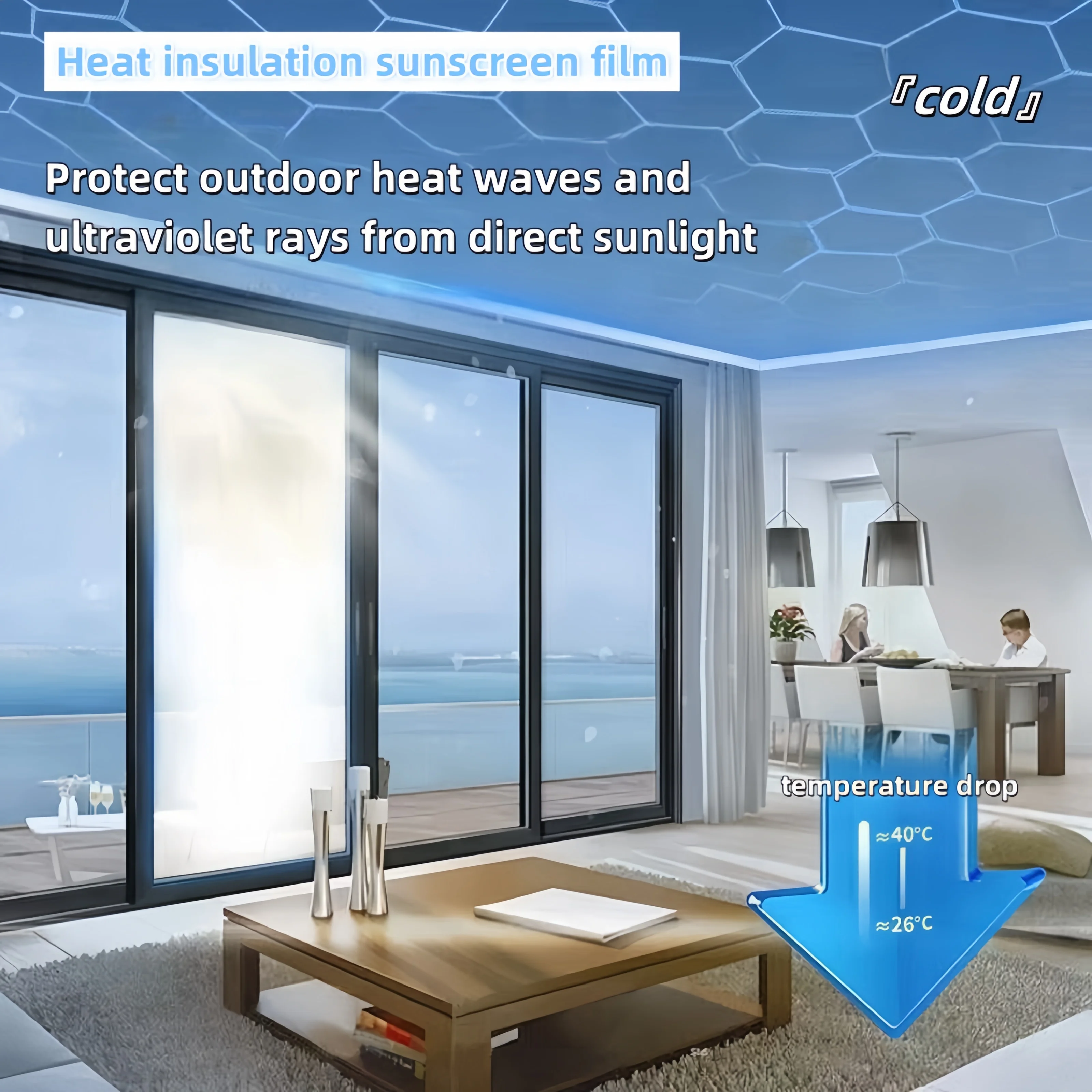 Heat-Insulating Window Film, Daytime One-Way Privacy Film, Blocks 99% of Uv Rays, One-Way Perspective Self-Adhesive Reflective Glass Sticker, Suitable for Home and Office