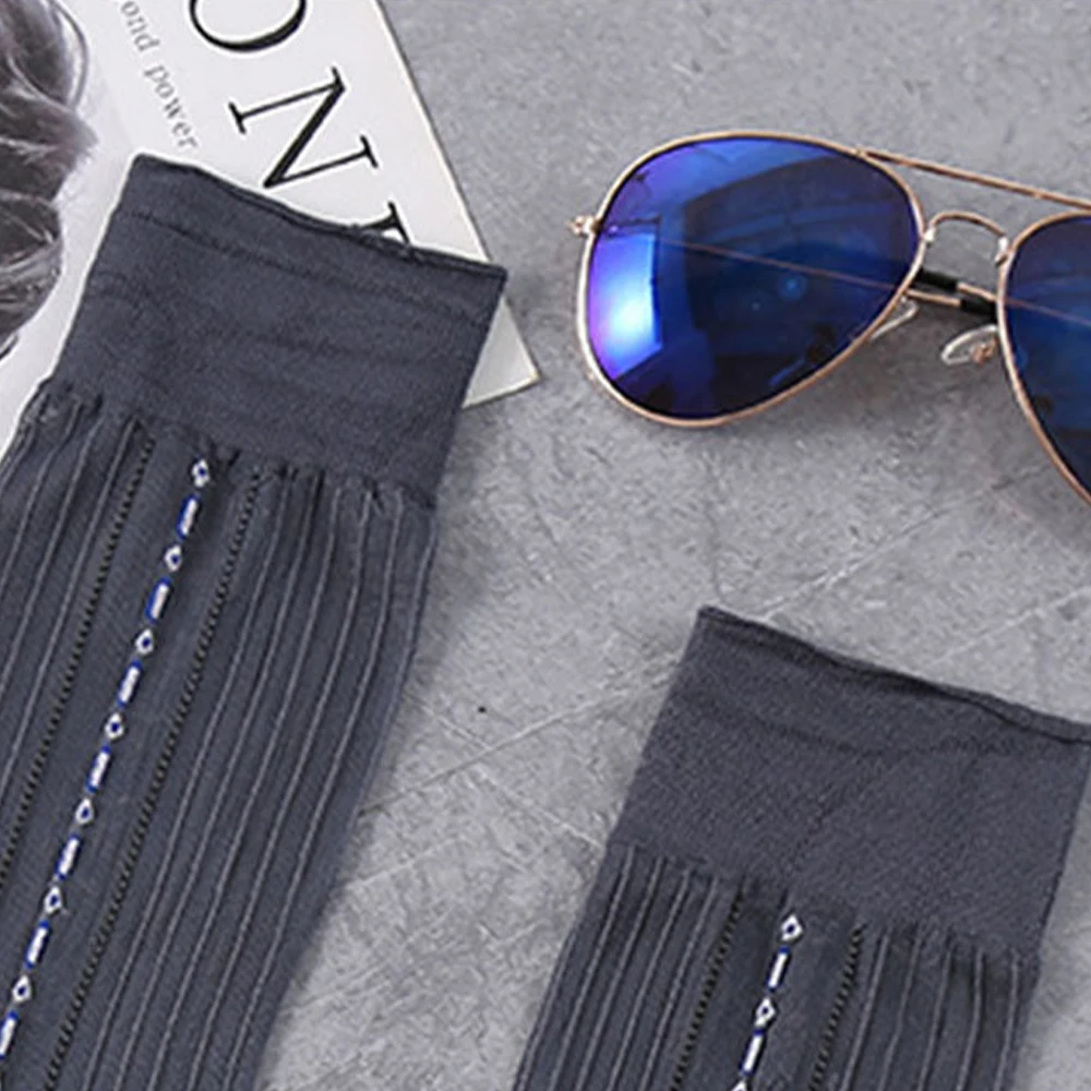 Kniehohe Herrensocken, durchsichtige Seidensocken, gestreift, ultradünn, atmungsaktiv, Business-Casual, formelle Arbeitskleidung, Nylon-Spandex