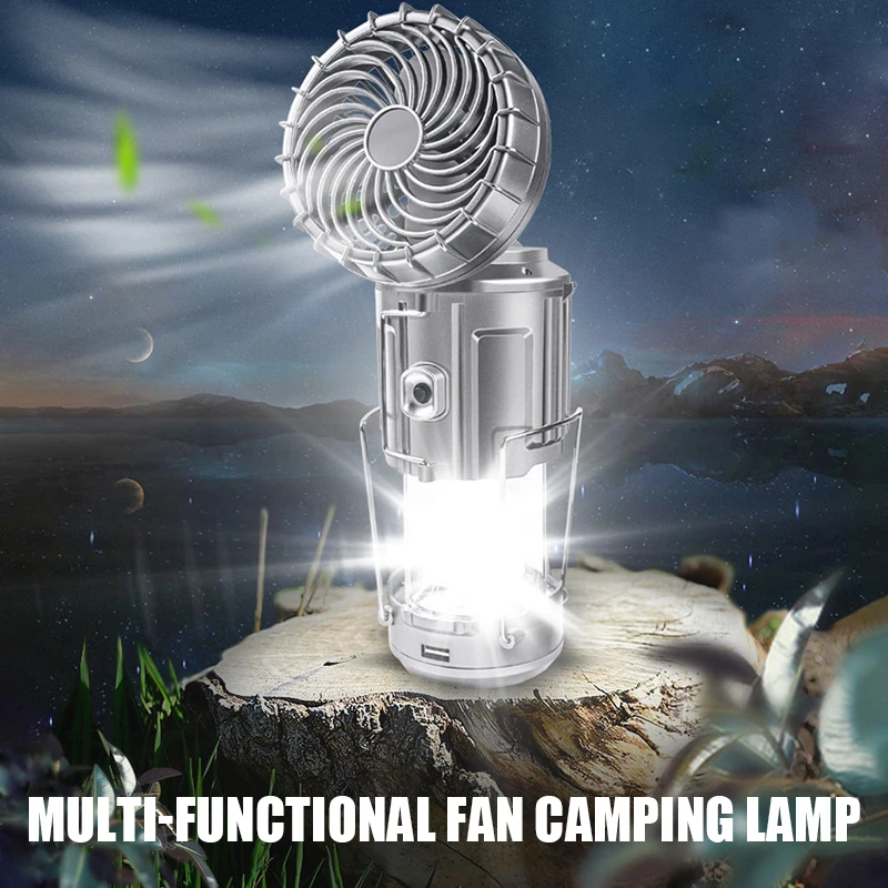 

Solar Fan Camping Light Portable Telescopic Stretch Switch Lithium Battery Emergency Outdoor Light Horse Lamp