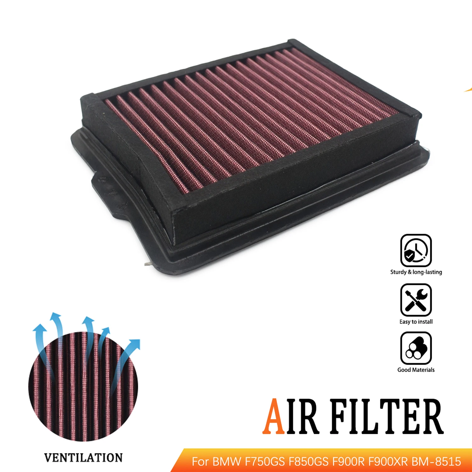 Motorcycle Washable Air Filter For BMW F750GS ABS F850GS ADV Adventure Exclusive/Edition 40 Years GS/ABS Edition F900R F900XR