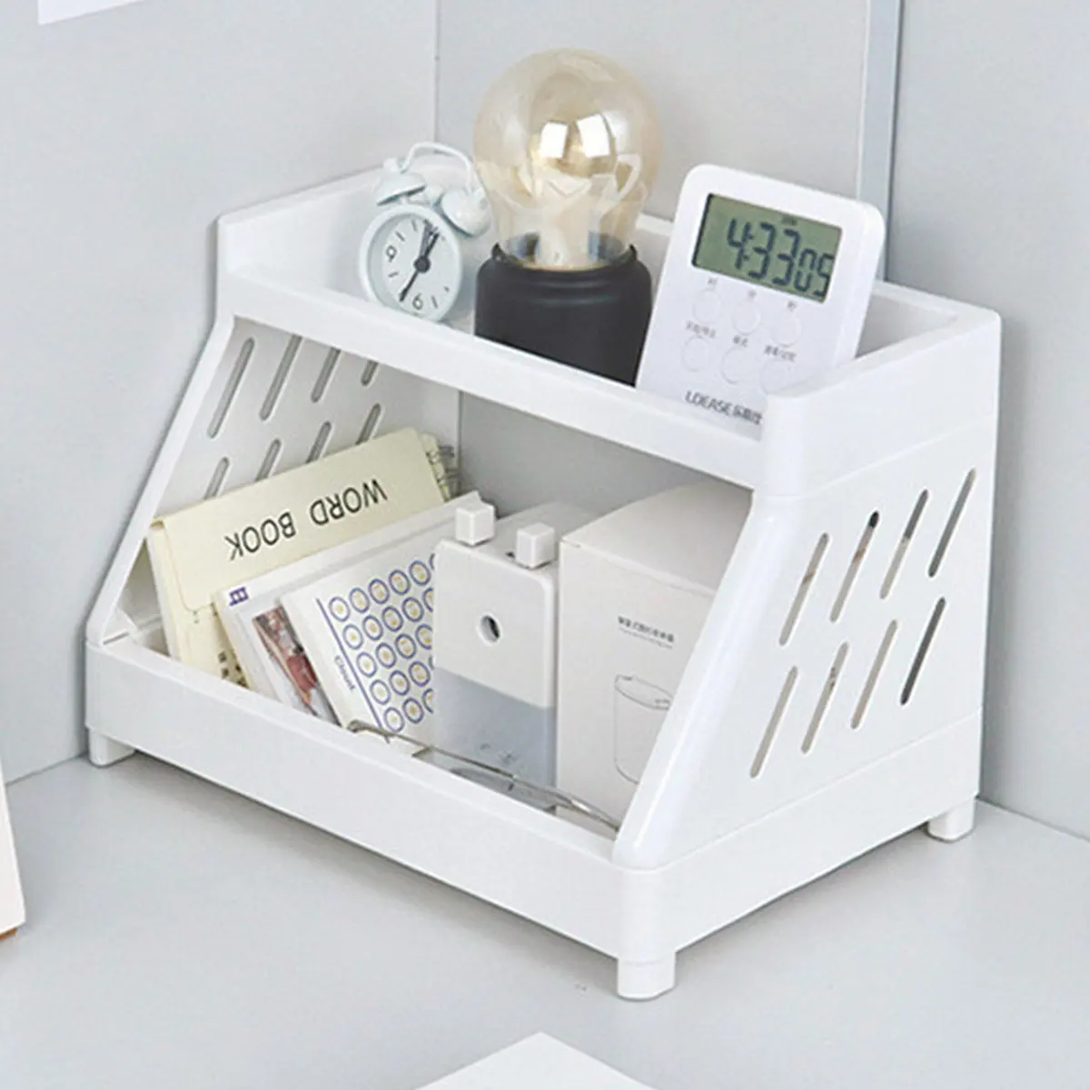 

Двухуровневая домашняя полка для хранения, яркий органайзер для косметики, полка для мелочей в ванной, настольная подставка для хранения, экономия места