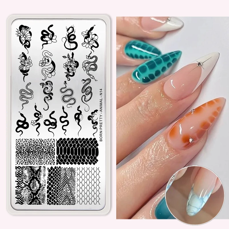 BORN PRETTY Snake Nail Stamping Plates Animak Leaves Flower Nail Art Templates Design Printing Nails Art Stencil Stamp Tools
