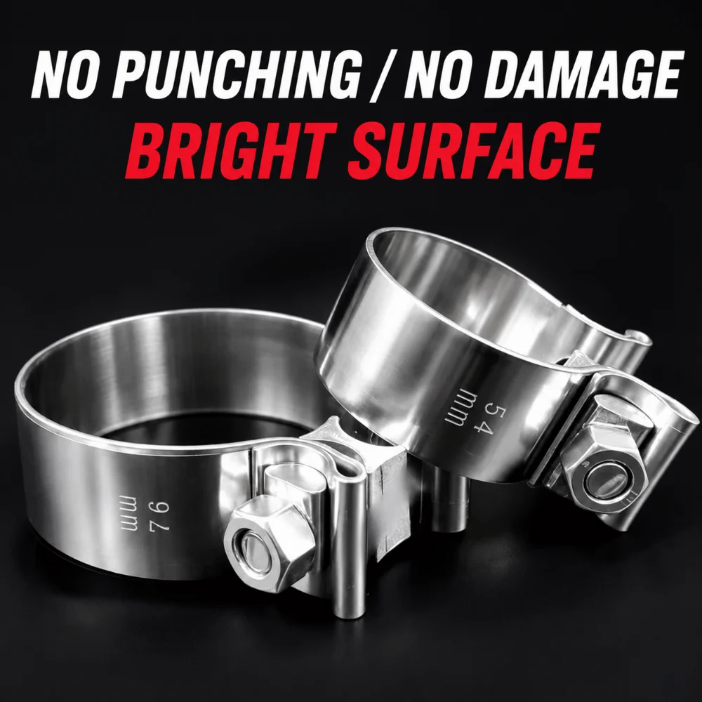 Strong Stainless Steel Exhaust Pipe Clamp 40-76mm Universal Pipe Connection Hoop Tube Ferrule