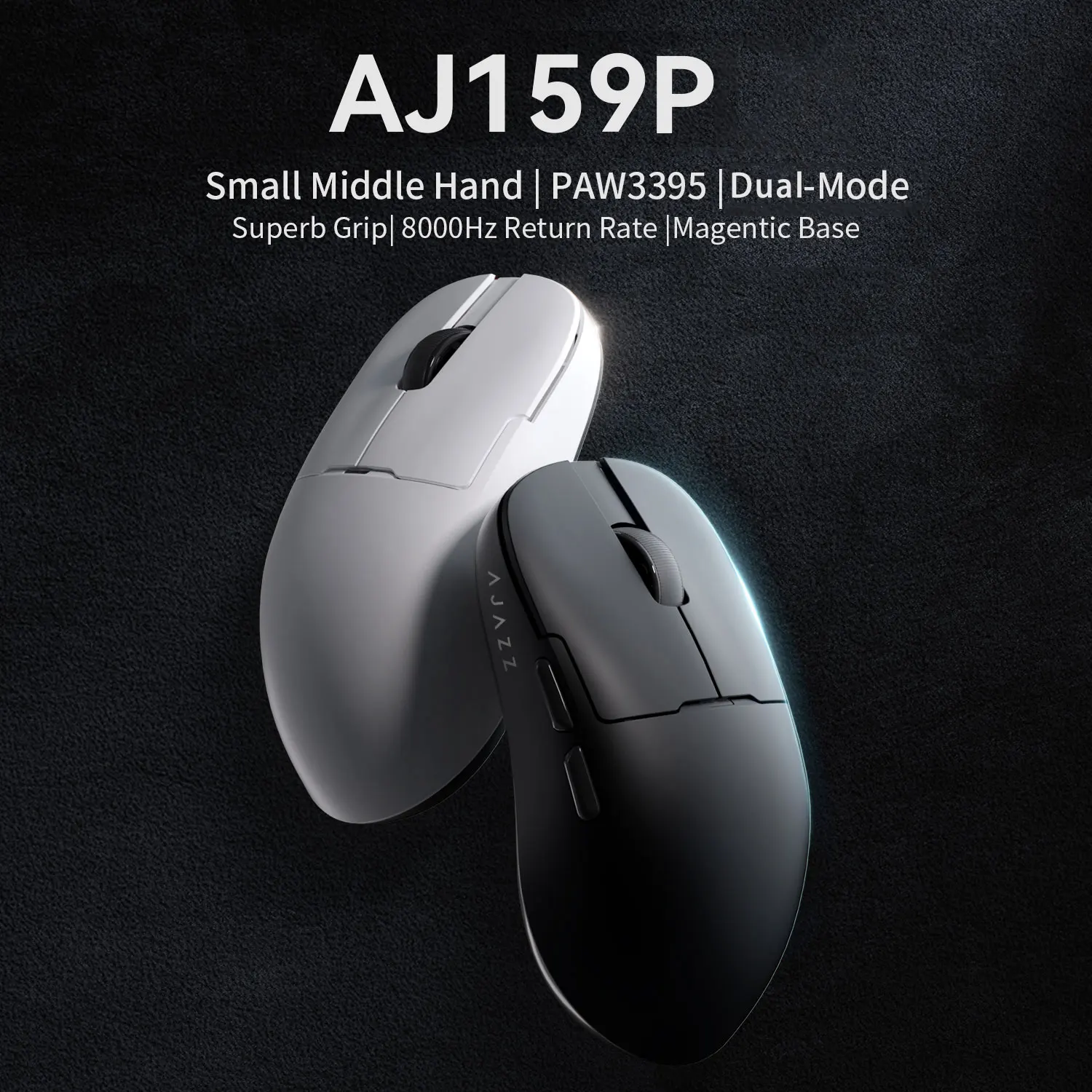 ajazz aj159p mouse para jogos paw3395 sensor 26000dpi 24g com fio bt tri mode usb optico e sports mouse com doca de carregamento magnetico 01