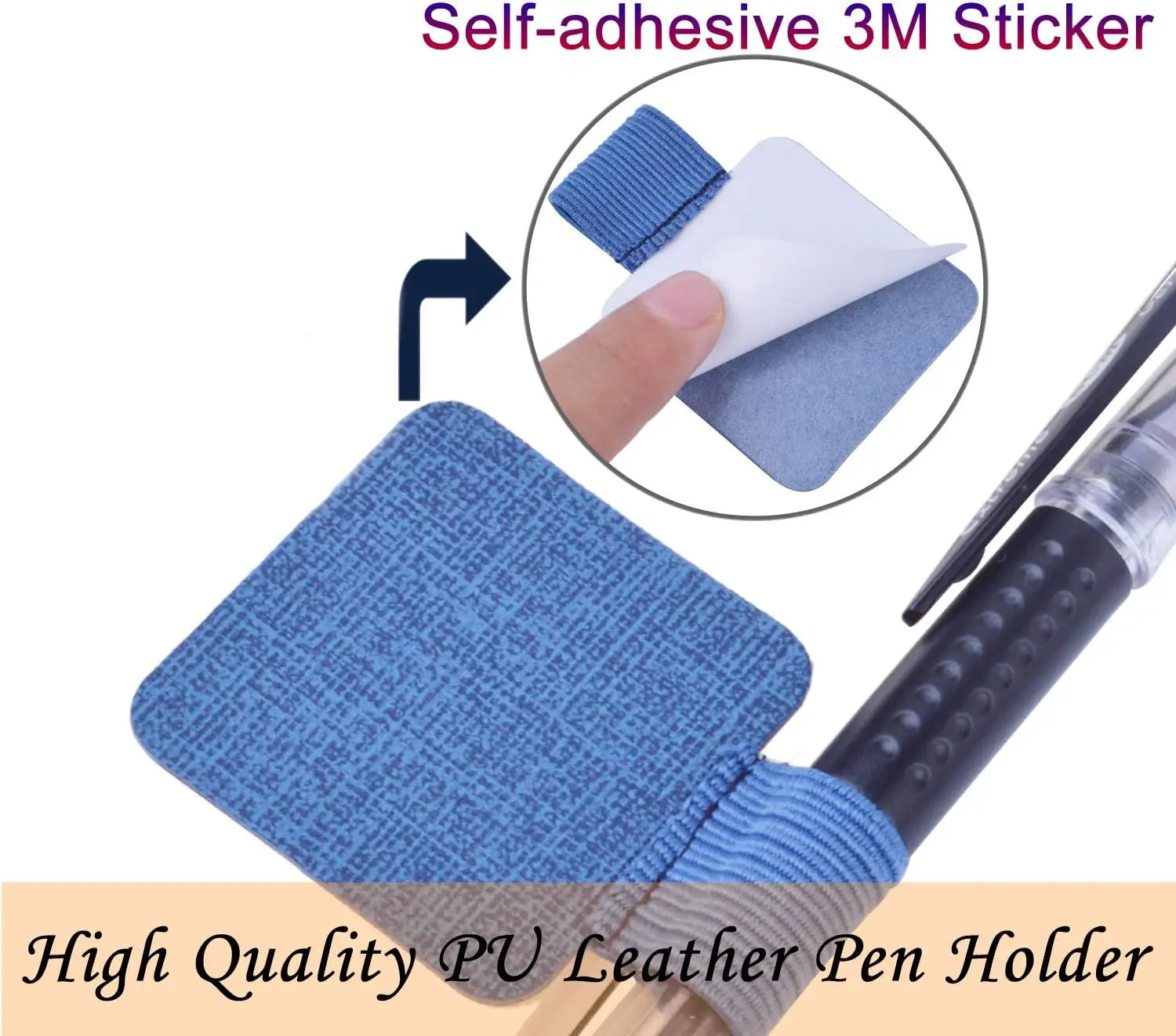 8pcs Self-adhesive Leather Pen Holder with Elastic Loop for Notebooks Journals Calendars and Planners Pen Loops