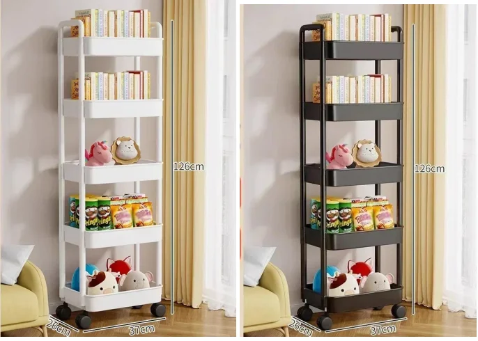 Hot Household Multi-layer Small Cart Storage Rack Floor To Floor Kitchen Bedroom Bathroom Storage Rack Storage Rack With Wheels