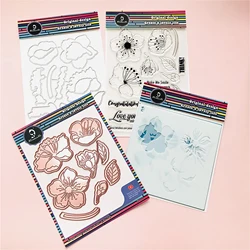 Alinacutle Peach Flower Cherry Flowers Clear Stamps Dies Cut Stencils Foil Plate Scrapbooking Paper Craft Metal Cutting Dies Set