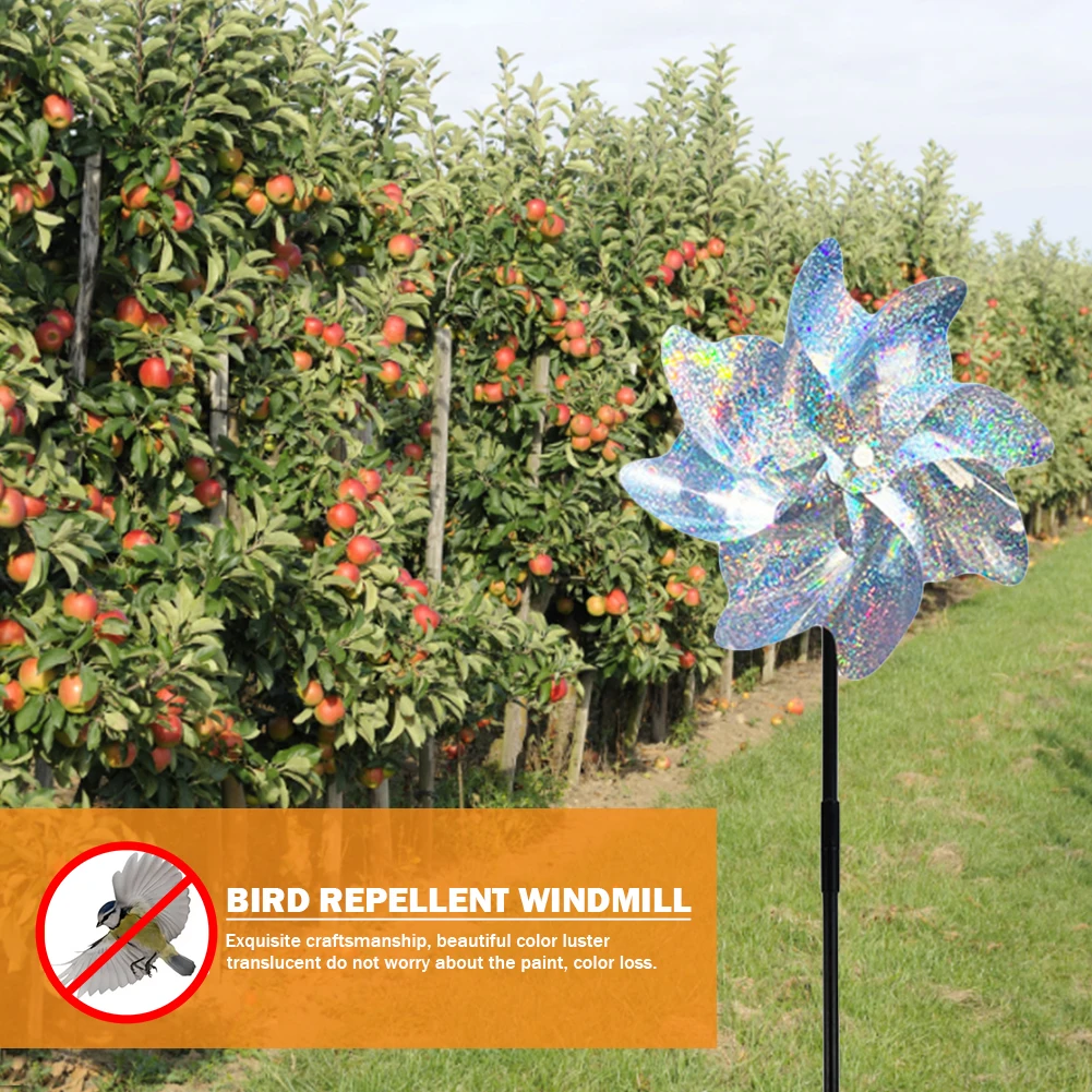 1-10Pcs Birds Repellent Reflective Windmill, Bird-Scaring Wind Spinner, Easy Installation Kids Toys for Outdoor Garden Farm Lawn