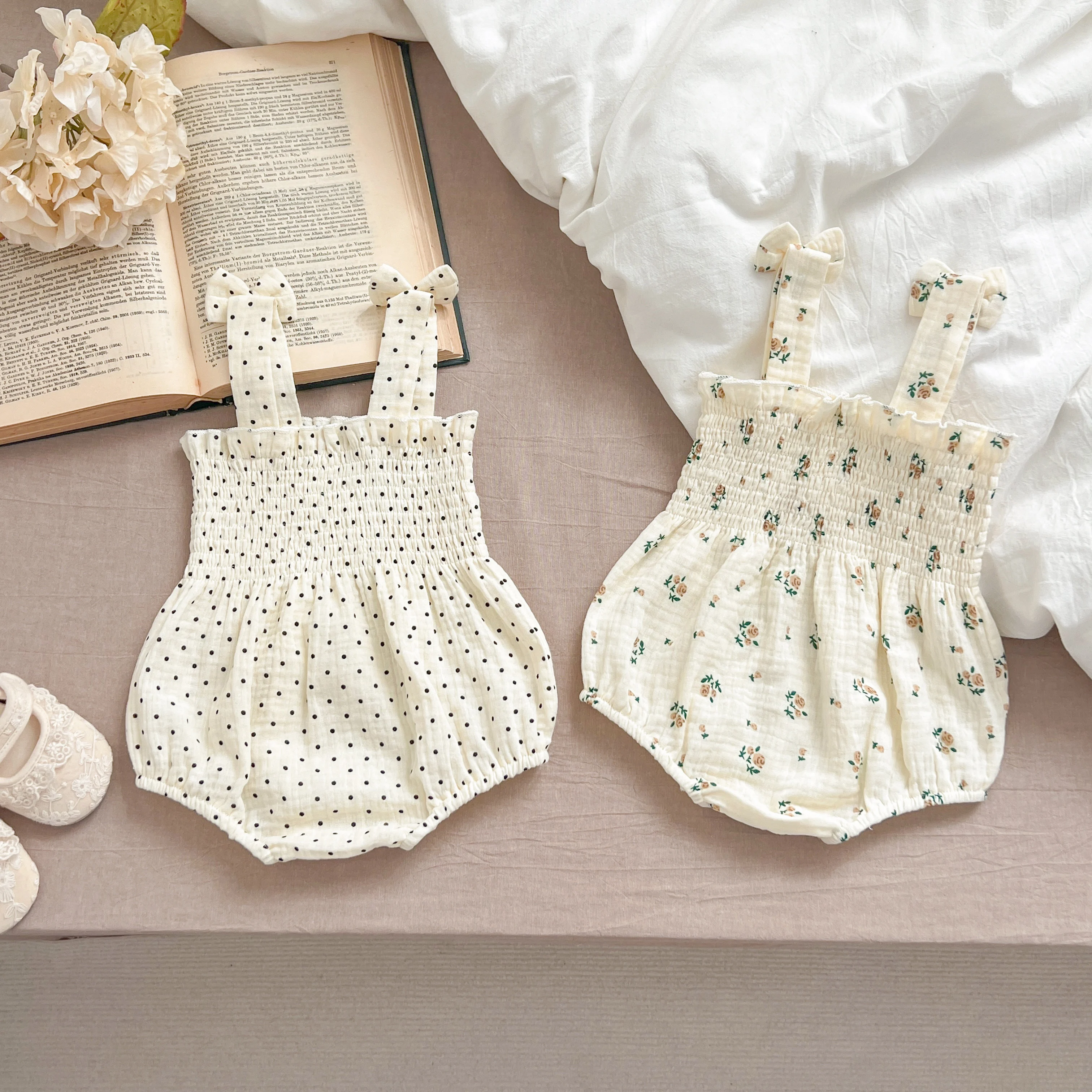 Sommer Outfit Kinder Baby Kleidung Baumwolle Ärmellose Strampler Neugeborene Mädchen Kleidung Kleinkinder Blume Bogen Kinder einteiliges Bodys – Detail 8
