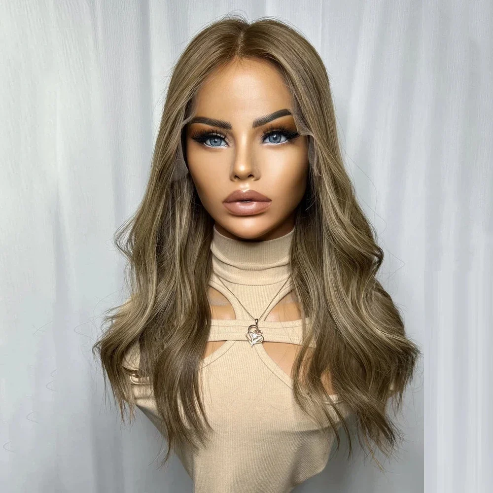 Soft 24inch 180Density Preplucked Highlight Blond Wave 5x5 Silk Base Jewish Human Hair Wig With Baby Hair HD Lace European Hair